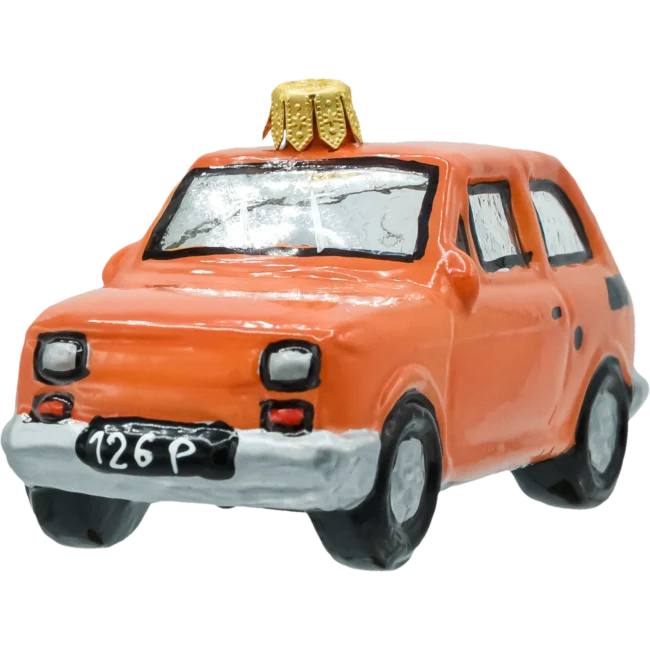 Szklana bombka figurka Fiat 126p Maluch front