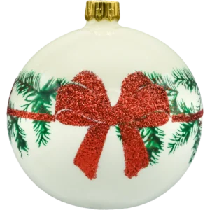 Bombki okrągłe kremowe z kokardą