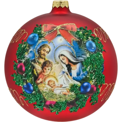 Bombka czerwona: Święta Rodzina