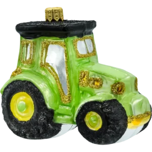 Szklana bombka figurka Traktor: zielony