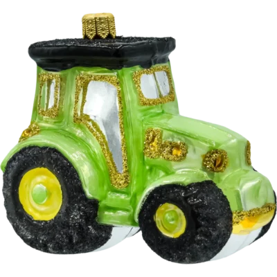 Szklana bombka figurka Traktor: zielony