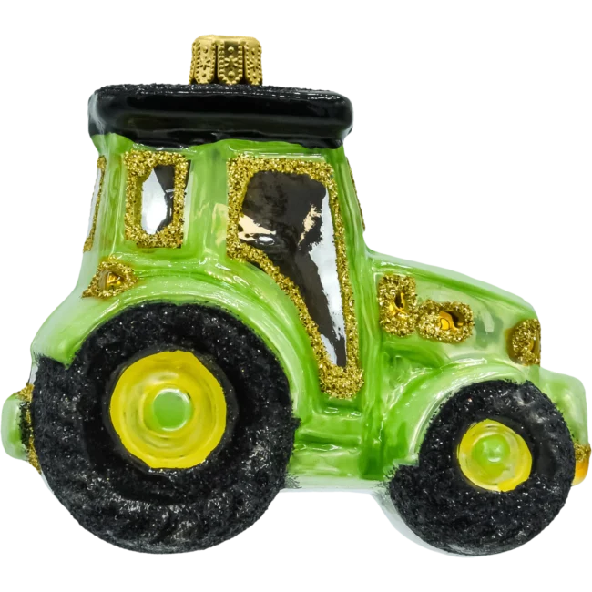 Szklana bombka figurka Traktor: zielony profil