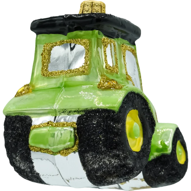 Szklana bombka figurka Traktor: zielony tył