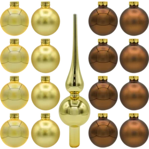 Zestaw szklanych bombek Bombki szklane złoto i brąz: zestaw