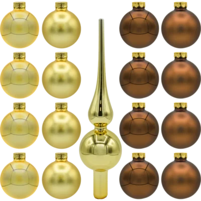 Zestaw szklanych bombek Bombki szklane złoto i brąz: zestaw