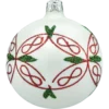 Bombki okrągłe białe: czerwono-zielony ornament bok