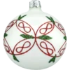 Bombki okrągłe białe: czerwono-zielony ornament