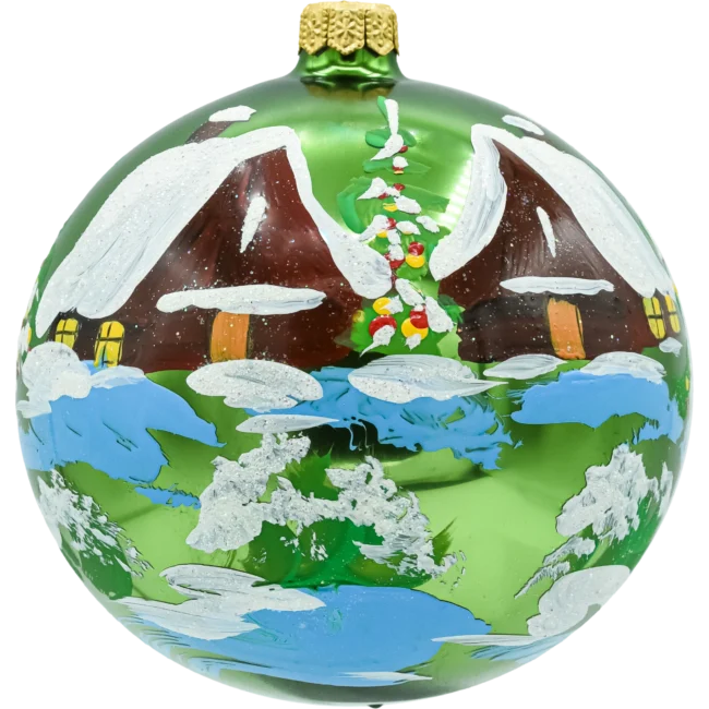 synBombkarza-bombka_choinkowa_szklana-figurka-forma-ze-szkla-zimowa-chatka-zielona-kula-recznie-malowana