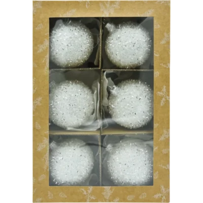 Zestaw bombek szklanych okrągłych Bombki śnieżki średnie: zestaw opakowanie