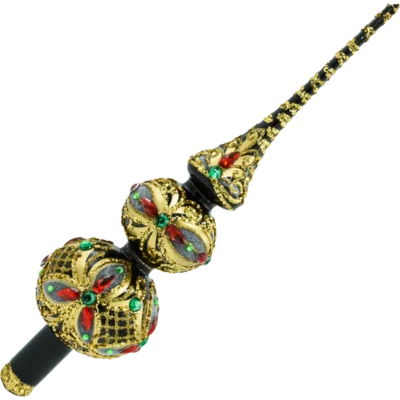 Szklany Czubek na choinkę: czarno-złoty