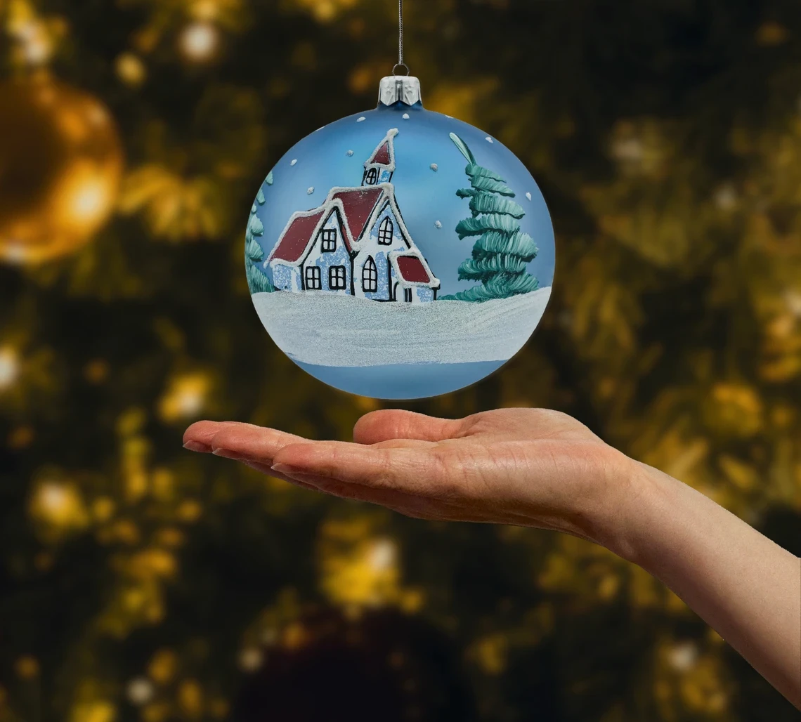 Bombka szklana Zimowy Pejzaż realne zdjęcie