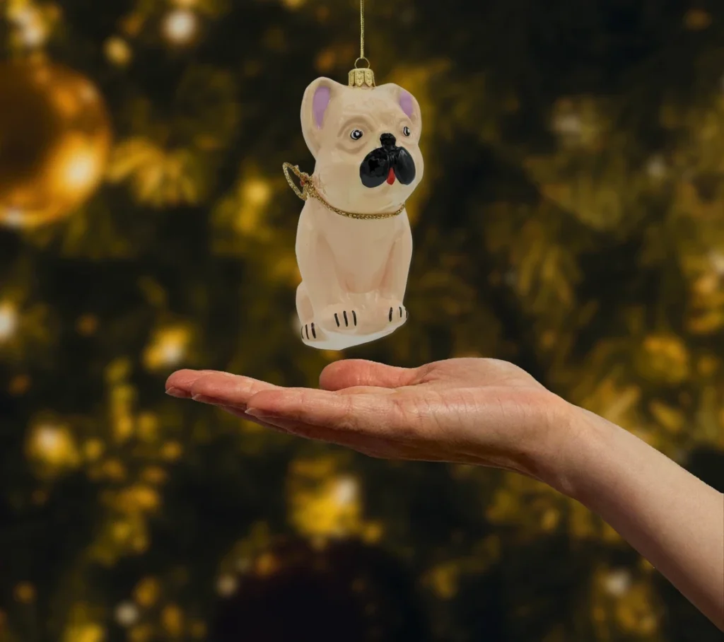Bombka szklana Buldog francuski: Fawn realne zdjęcie