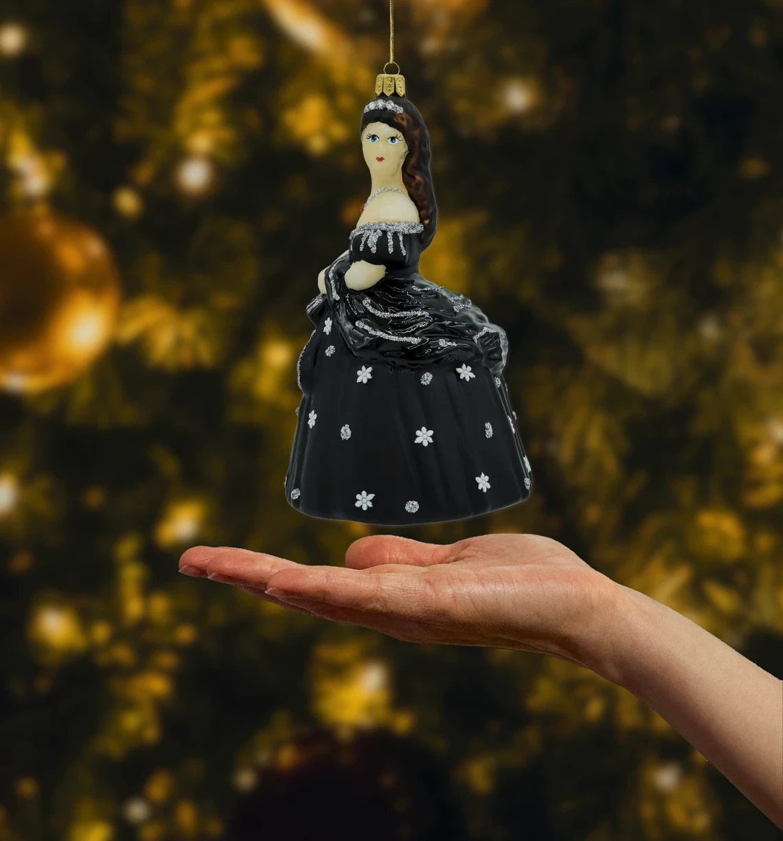 Bombka szklana Księżniczka Sisi w czerni realne zdjęcie