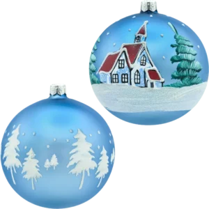 Bombki okrągłe niebieskie: Zimowy Pejzaż zestaw