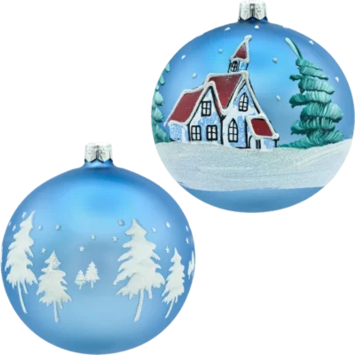 Bombki okrągłe niebieskie: Zimowy Pejzaż zestaw