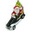 Bombka szklana figurka Mikołaj w aucie retro z prezentami front