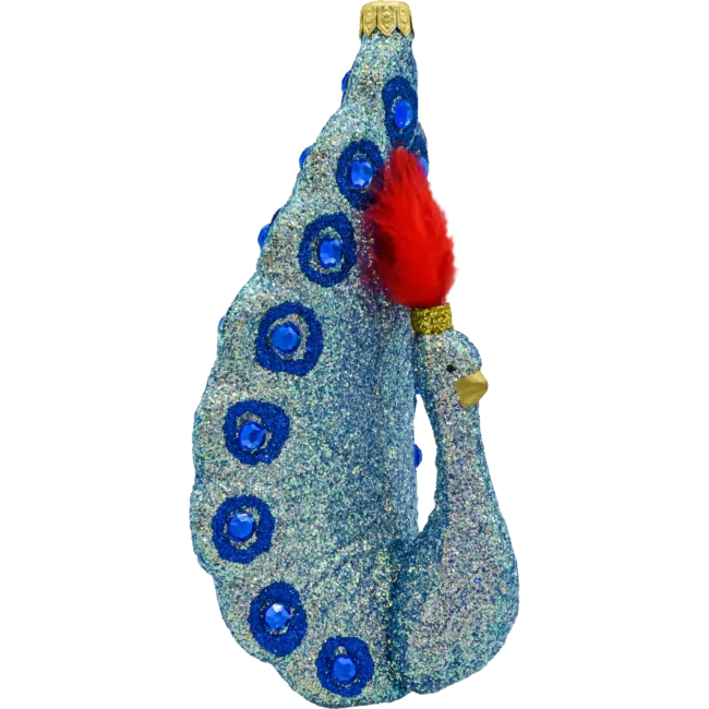 Bombka szklana figurka Paw z piórami: Blue Glamour profil