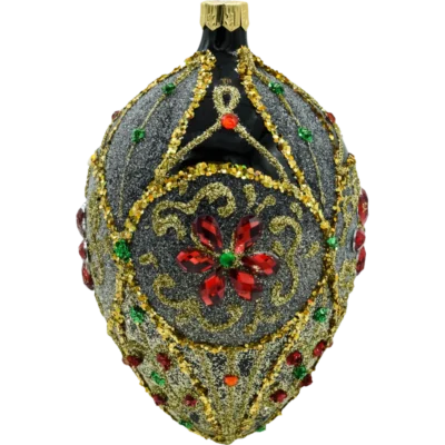 Bombka szklana choinkowa Ekskluzywne Jajo Faberge: czarno-złote