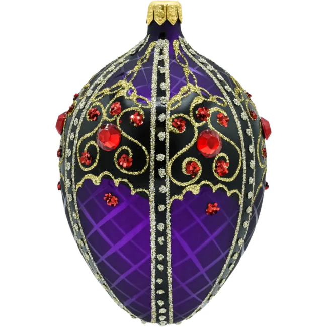 Bombka szklana choinkowa Ekskluzywne Jajo Faberge: czarno-purpurowe bok