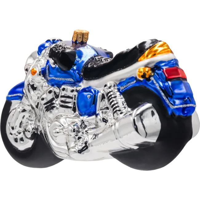 Bombka szklana choinkowa figurka Motocykl: Niebieski bok
