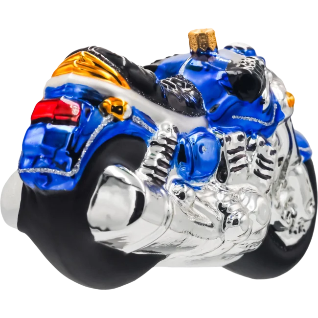 Bombka szklana choinkowa figurka Motocykl: Niebieski tył