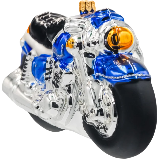Bombka szklana choinkowa figurka Motocykl: Niebieski front