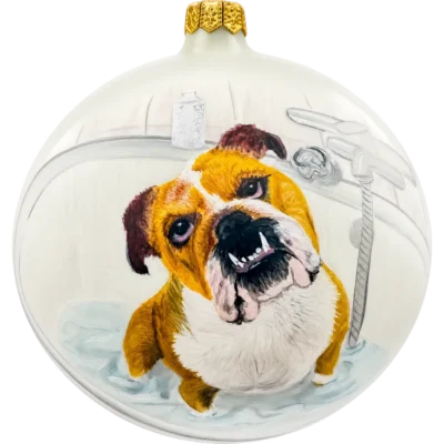 Bombka na zamóienie: Bulldog w wannie