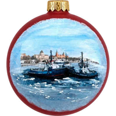 Bombka na zamówienie Polskie morze - czerwona